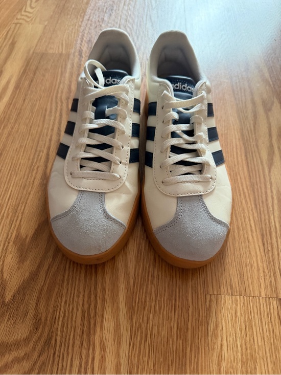 adidas Shoes - Adidas Cream & Navy Samba-Style Leather Sneakers